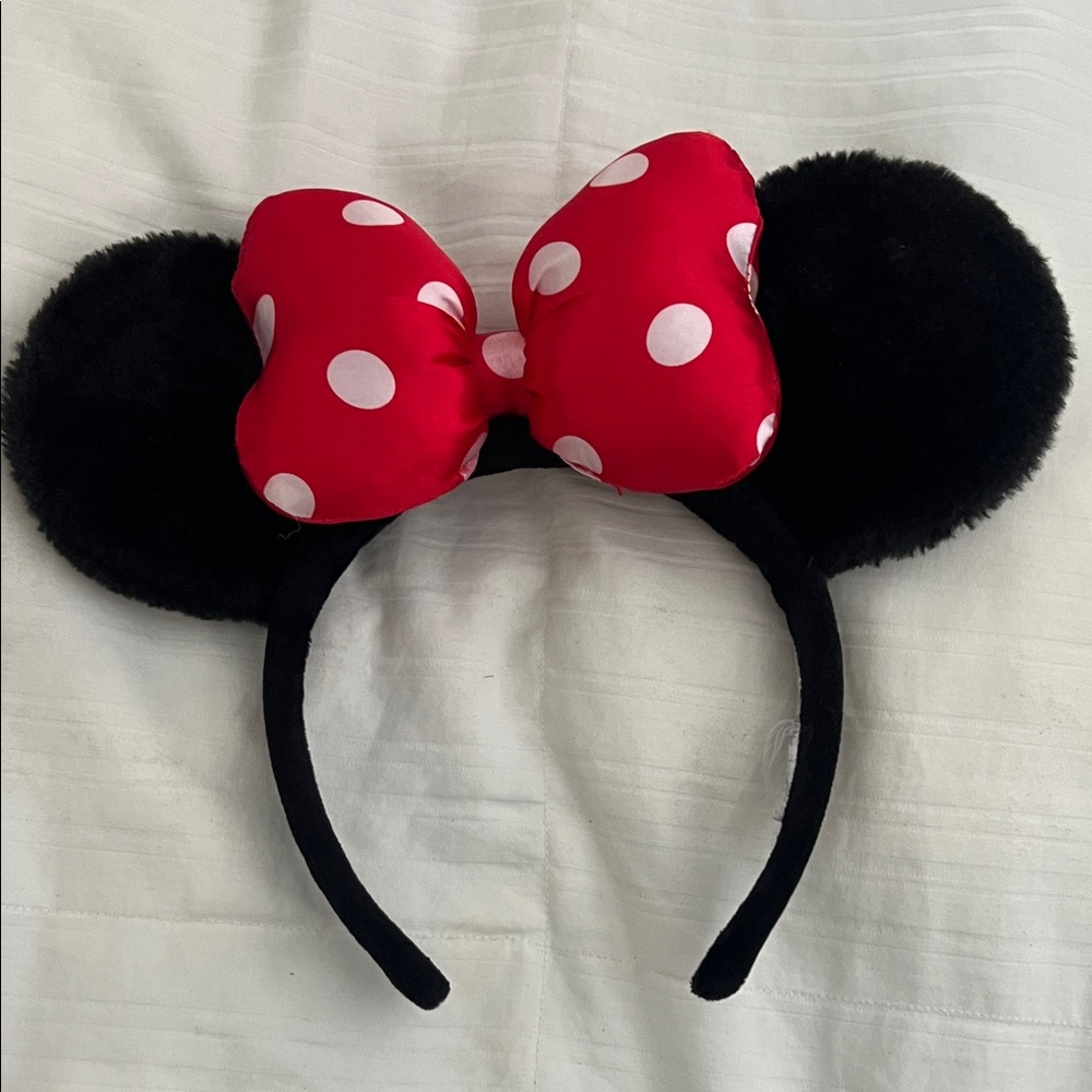 Red Polka Dot Minnie Mouse Bow Headband with Black Ears